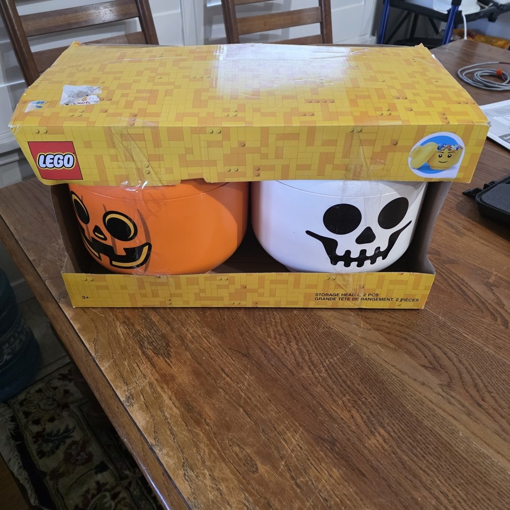 New LEGO Room Copenhagen LARGE Halloween Pumpkin Skeleton Storage 2 Pack